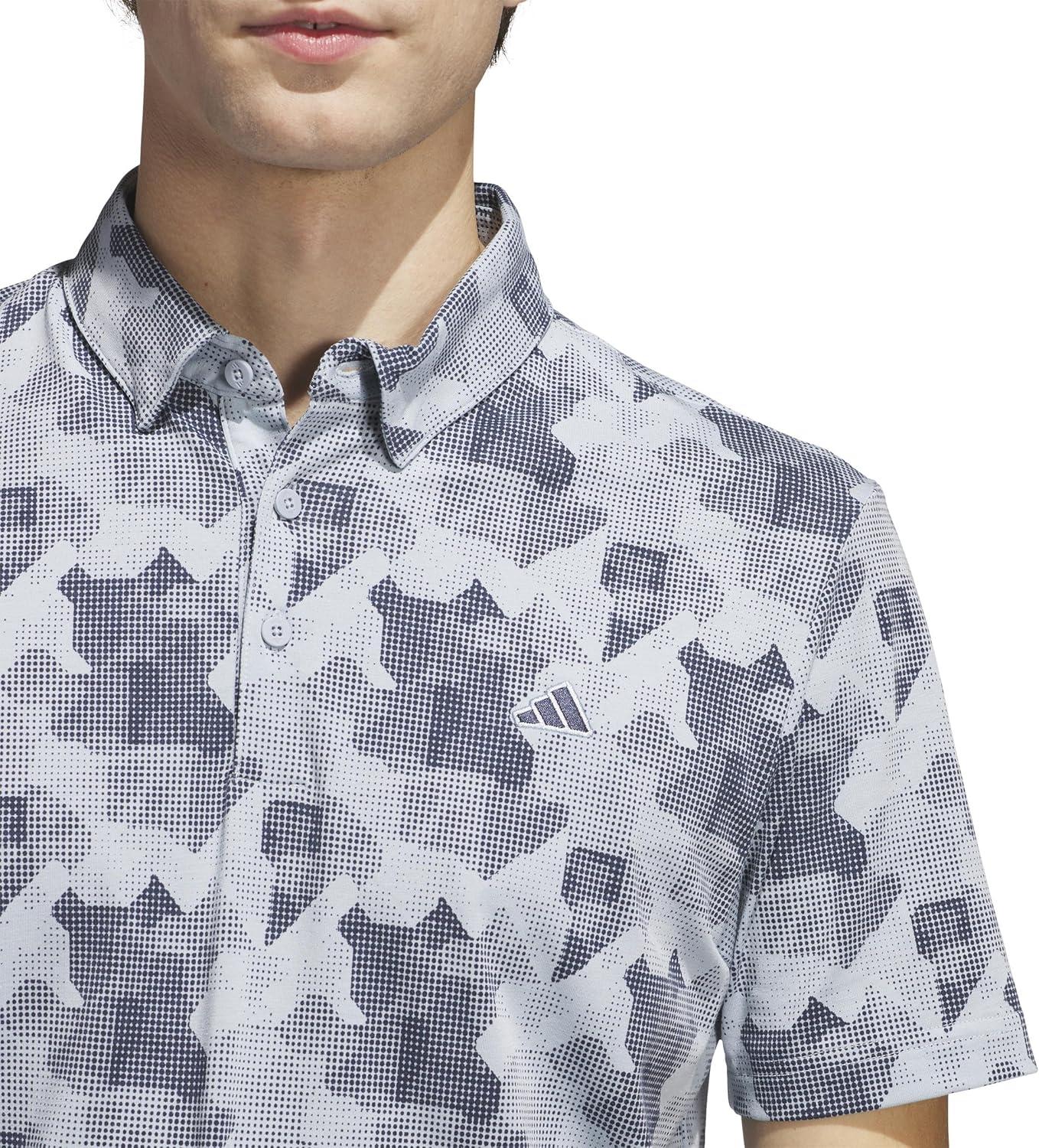 imageadidas Mens GoTo Printed Golf Polo ShirtWonder Blue F23Collegiate Navy