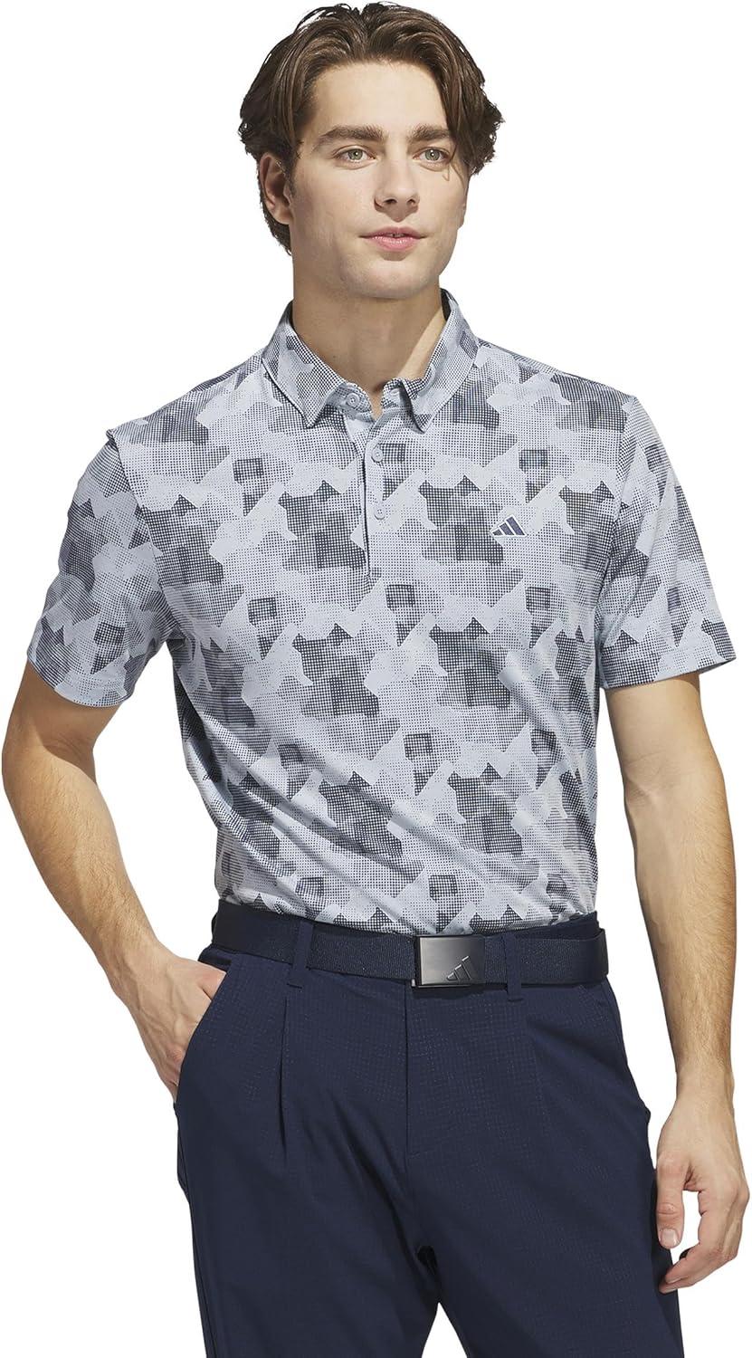 imageadidas Mens GoTo Printed Golf Polo ShirtWonder Blue F23Collegiate Navy