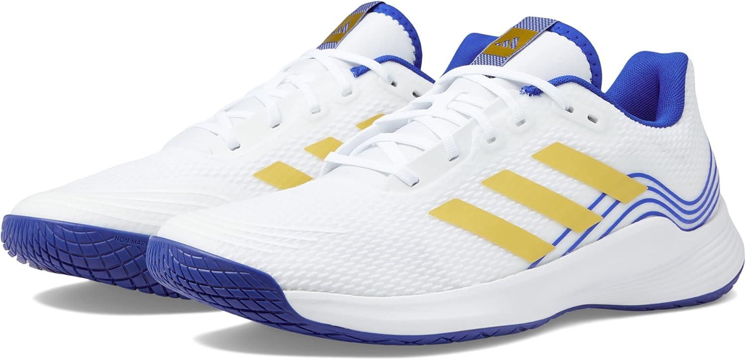 imageadidas Mens Novaflight Volleyball SneakersWhiteMatte GoldLucid Blue