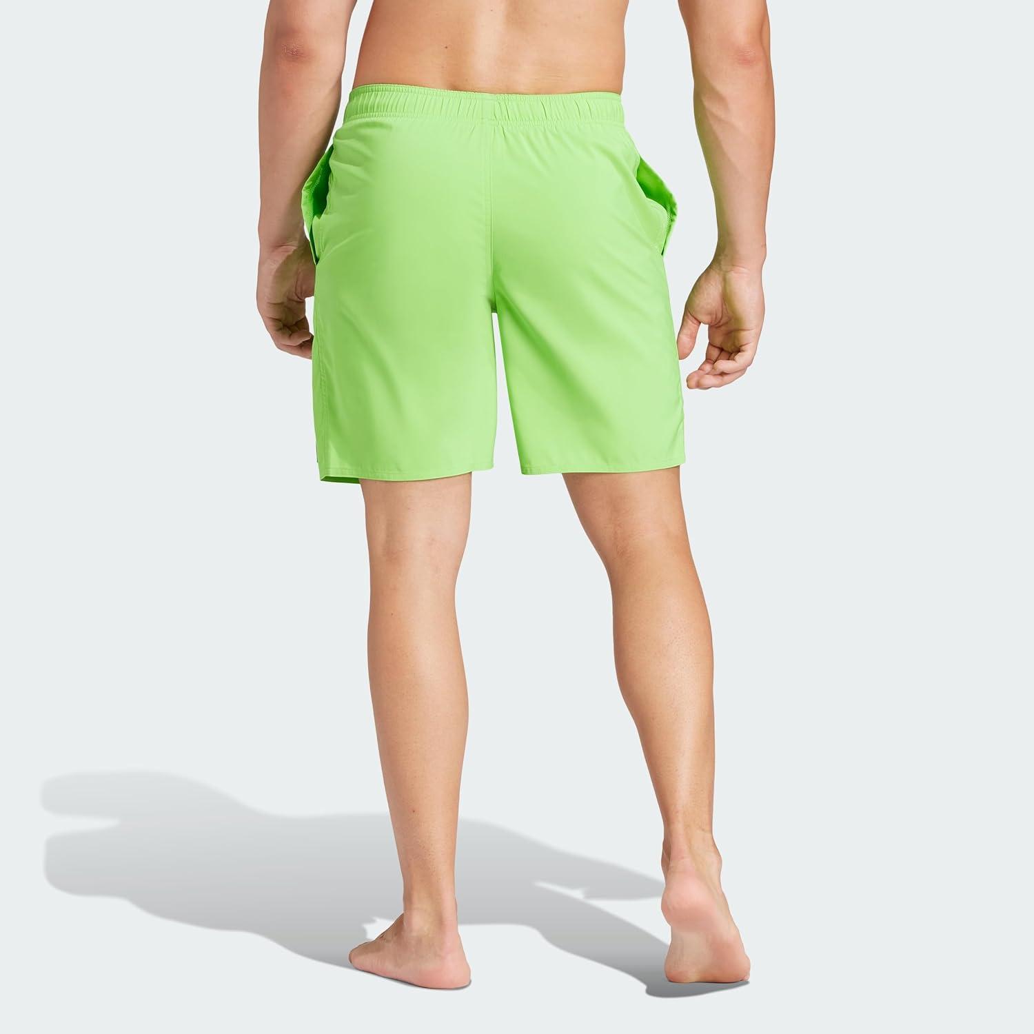 imageadidas Mens Solid Classics Short Length Swim ShortsLucid LimeWhite