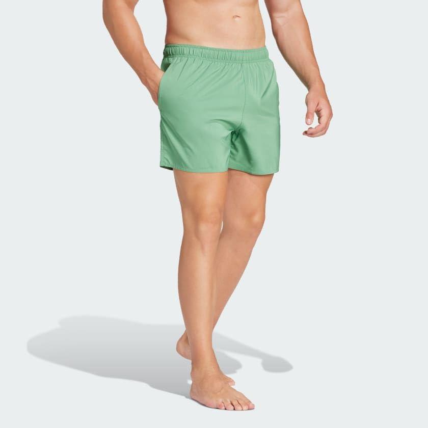imageadidas Mens Solid Classics Short Length Swim ShortsPreloved GreenWhite