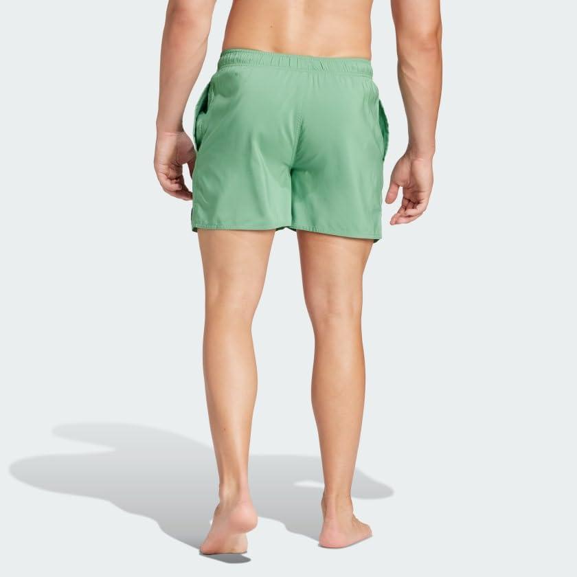 imageadidas Mens Solid Classics Short Length Swim ShortsPreloved GreenWhite