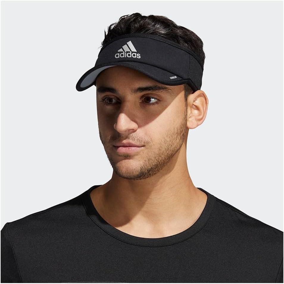 imageadidas Mens Superlite Adjustable Fit Sport Performance Visor20BlackSilver Reflective