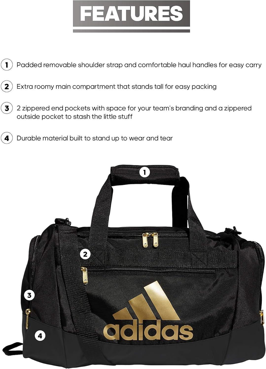 imageadidas Unisex Adult Defender 40 Gym Duffel Bag for Men and WomenBlackGold Metallic