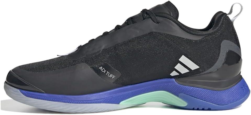 imageadidas Womens Avacourt Tennis ShoeBlackSilver MetallicLucid Blue