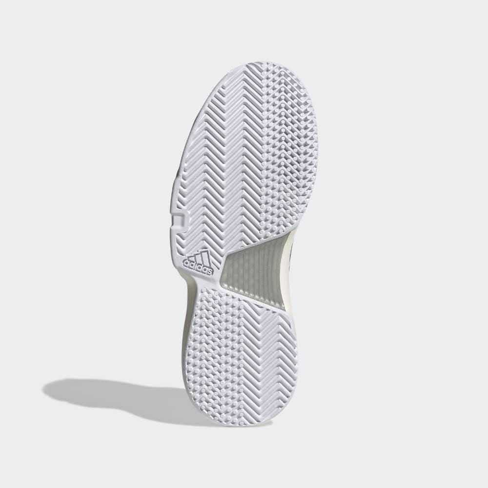 imageadidas Womens Courtjam Bounce Tennis ShoeWhiteSilver MetallicSolar Red