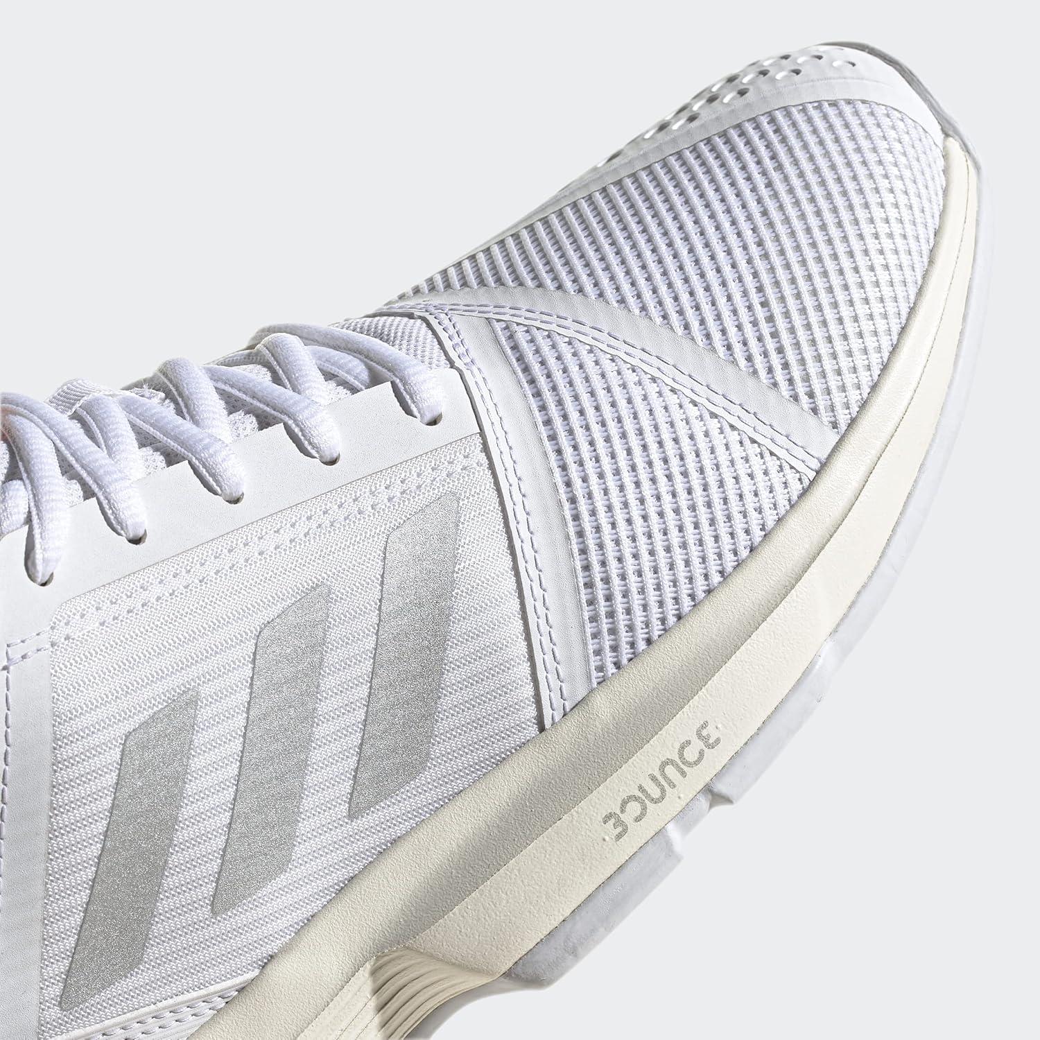 imageadidas Womens Courtjam Bounce Tennis ShoeWhiteSilver MetallicSolar Red