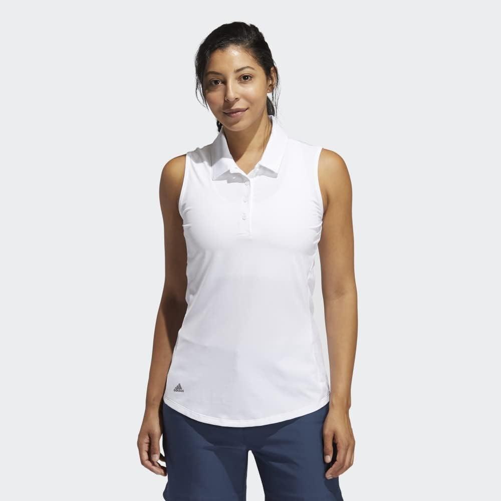 imageadidas Womens Ultimate365 Solid Sleeveless Golf Polo ShirtWhite