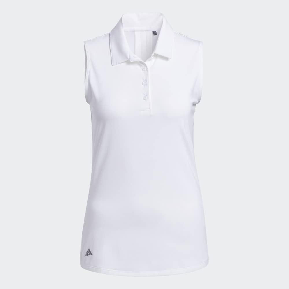imageadidas Womens Ultimate365 Solid Sleeveless Golf Polo ShirtWhite