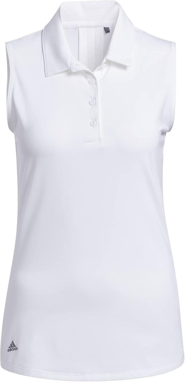 imageadidas Womens Ultimate365 Solid Sleeveless Golf Polo ShirtWhite