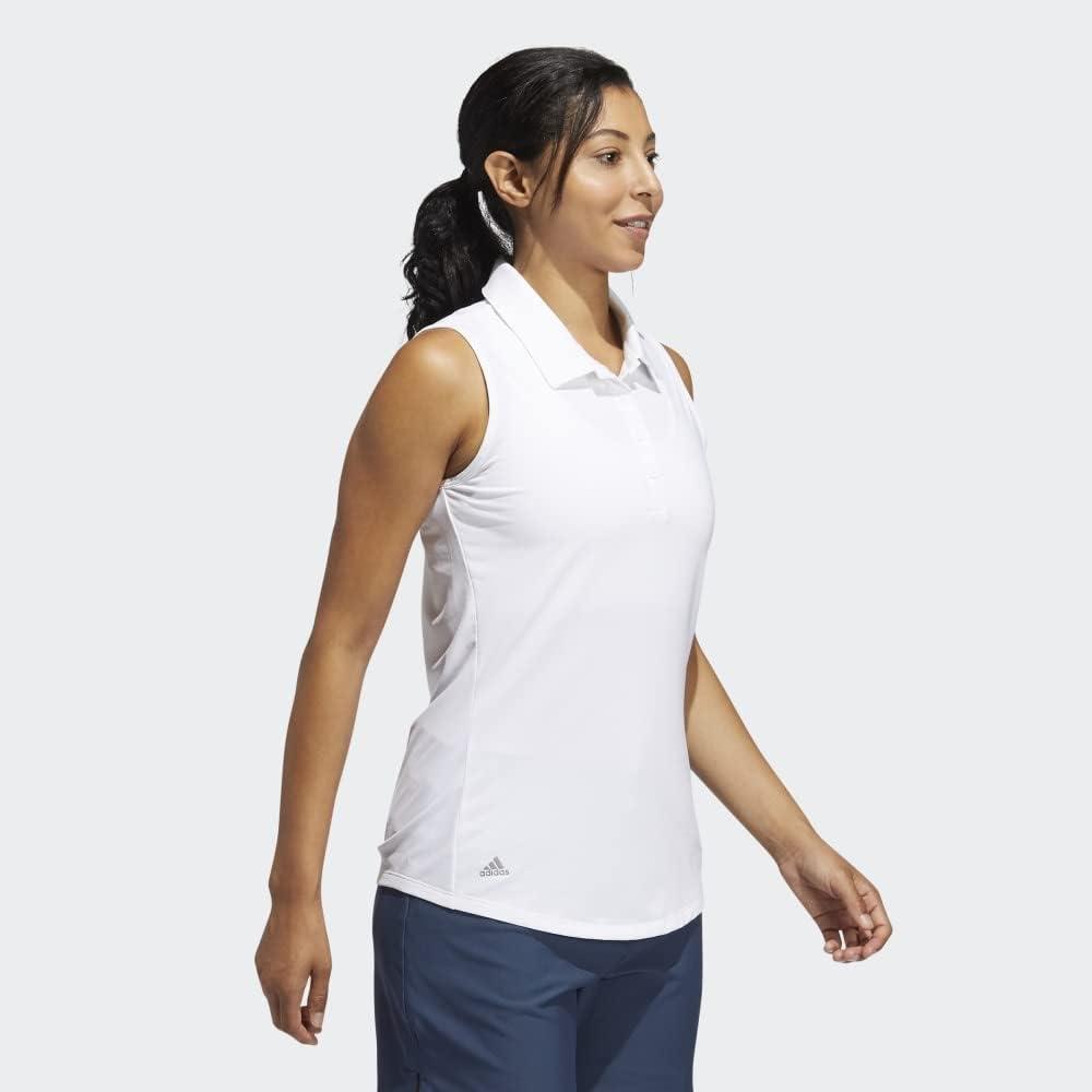 imageadidas Womens Ultimate365 Solid Sleeveless Golf Polo ShirtWhite