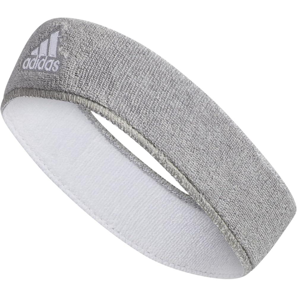 imageAdidas UnisexAdult Interval Reversible Elastic Sweat Headband for Men and Women DiscontinuedHeather Light GreyWhite