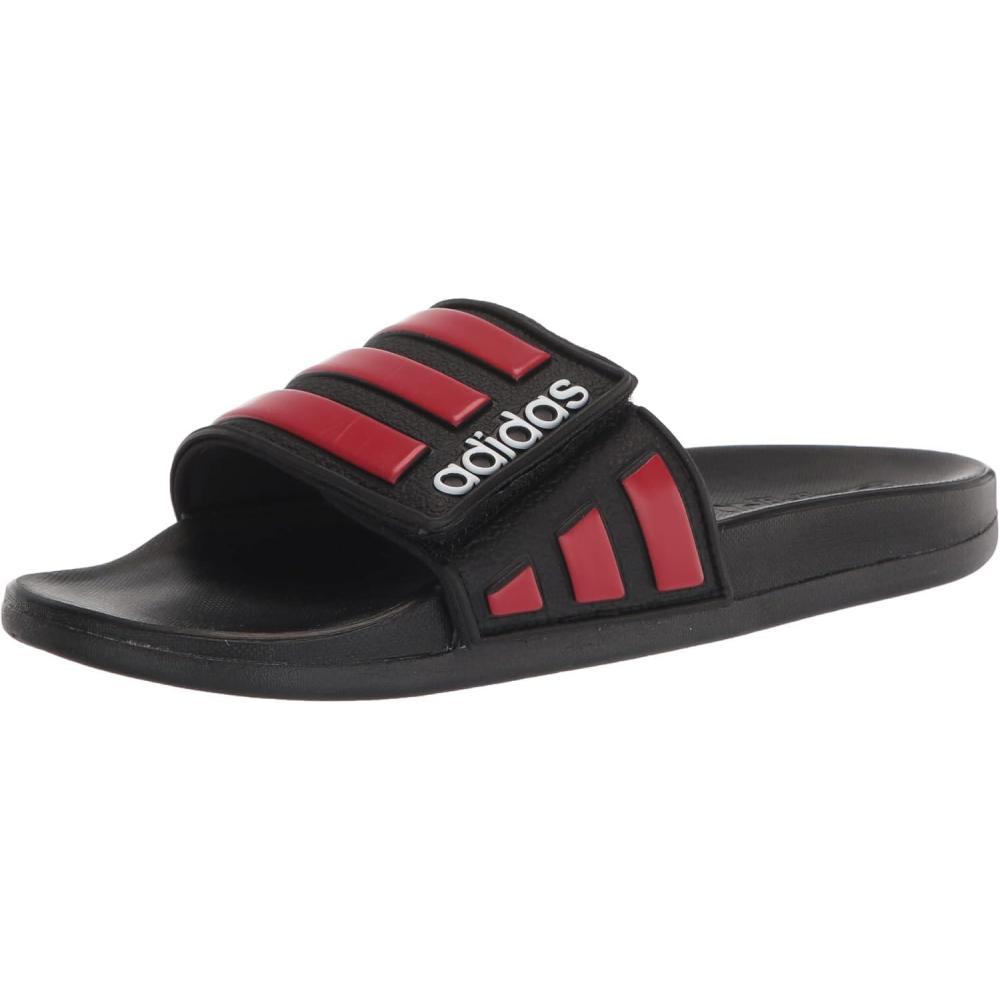 imageadidas Mens Adilette Comfort Adjustable Slides SandalCore BlackVivid RedWhite