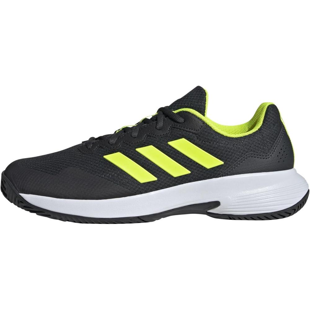 imageadidas Mens Gamecourt 2 Tennis ShoesCarbon Lucid Lemon Ftwr White