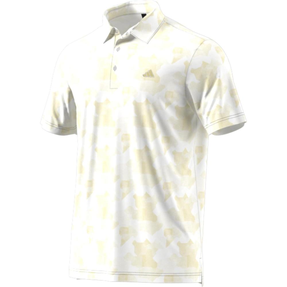 imageadidas Mens GoTo Printed Golf Polo ShirtWhitePowder Yellow S25