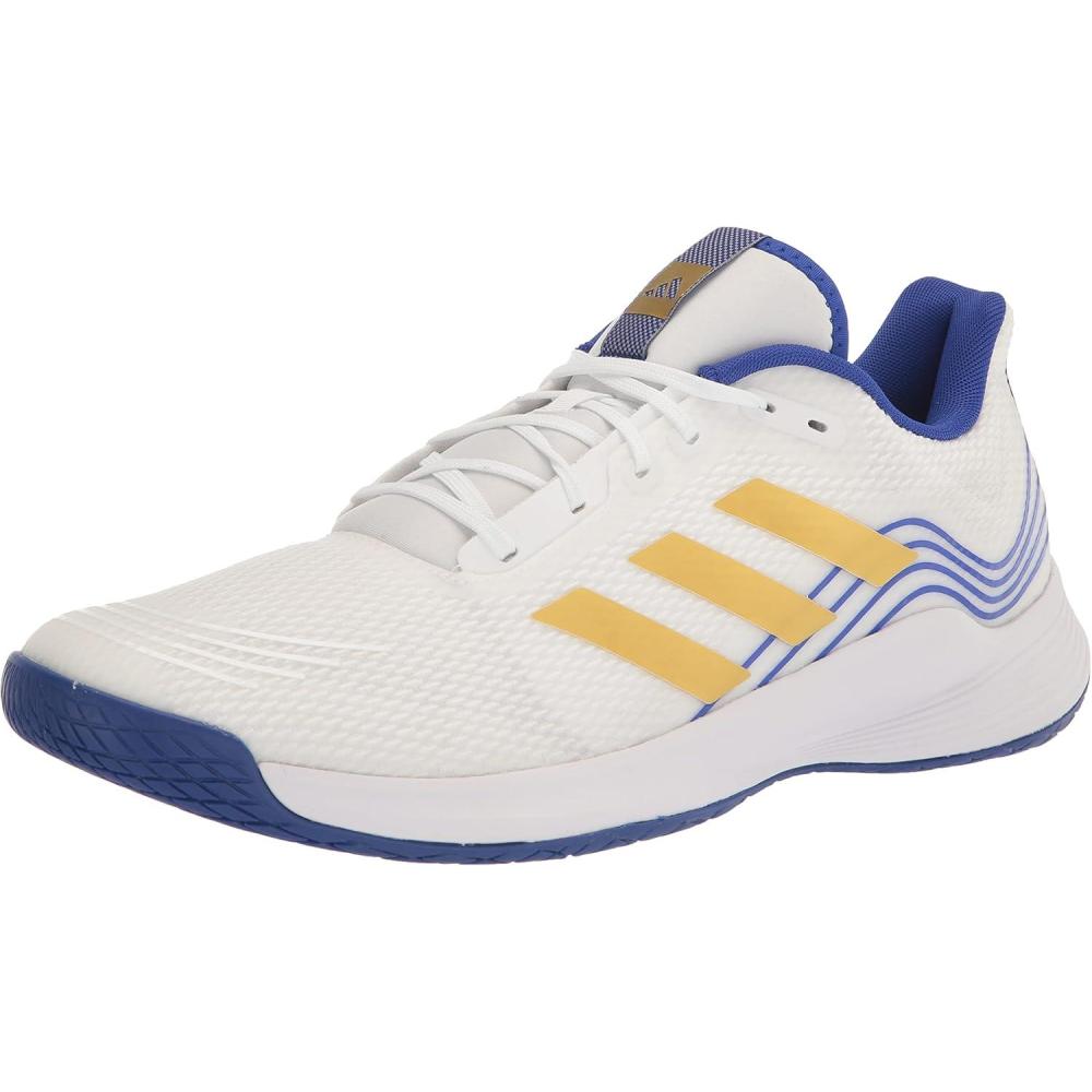 imageadidas Mens Novaflight Volleyball SneakersWhiteMatte GoldLucid Blue