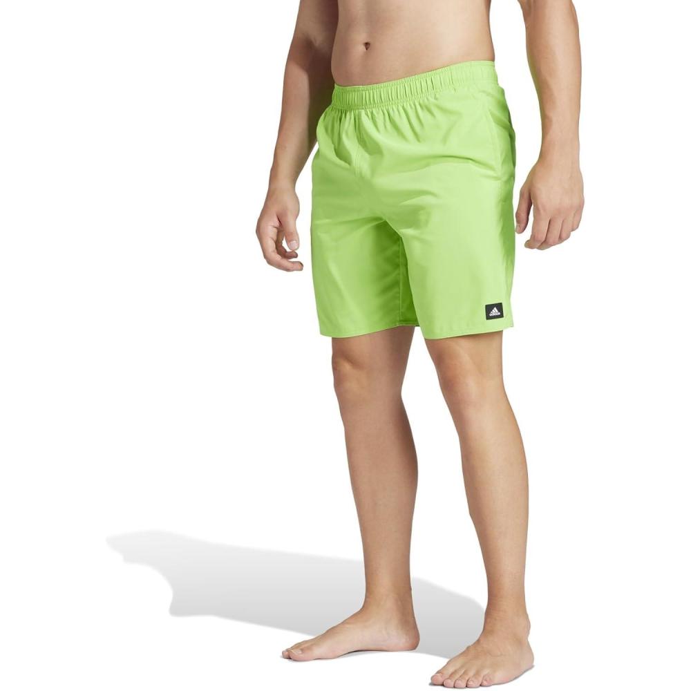 imageadidas Mens Solid Classics Short Length Swim ShortsLucid LimeWhite