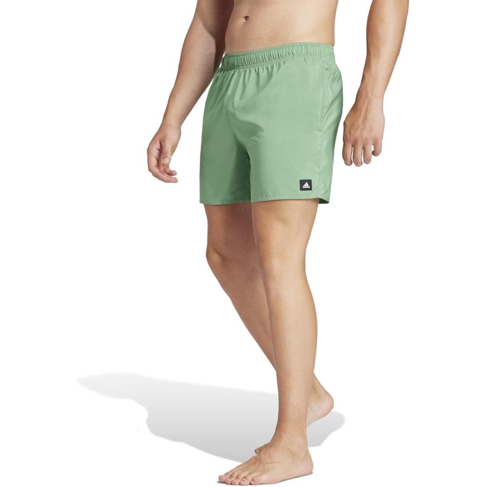 imageadidas Mens Solid Classics Short Length Swim ShortsPreloved GreenWhite