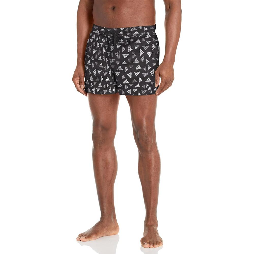 imageadidas Mens Standard Classics Printed Swim ShortsBlackWhite
