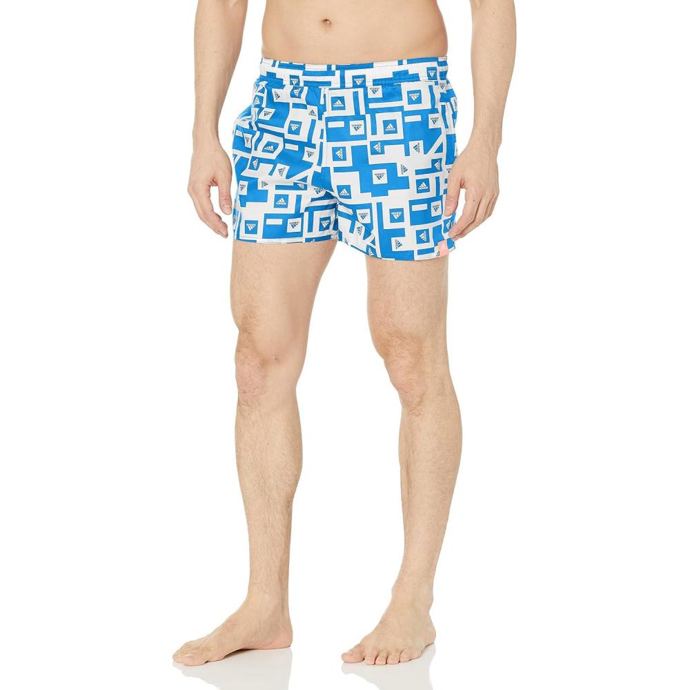 imageadidas Mens Standard Length Graphic Swim ShortsBlue RushWhite