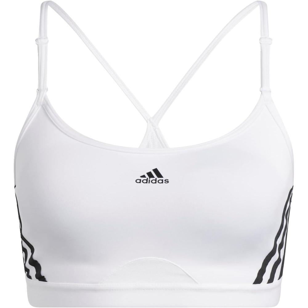 imageadidas Womens Training Light Support 3 Stripe BraBlack White