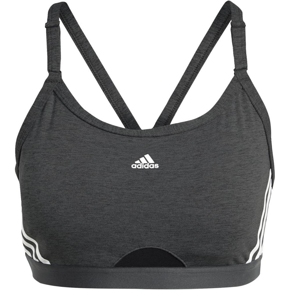 imageadidas Womens Training Light Support 3 Stripe BraDark Grey