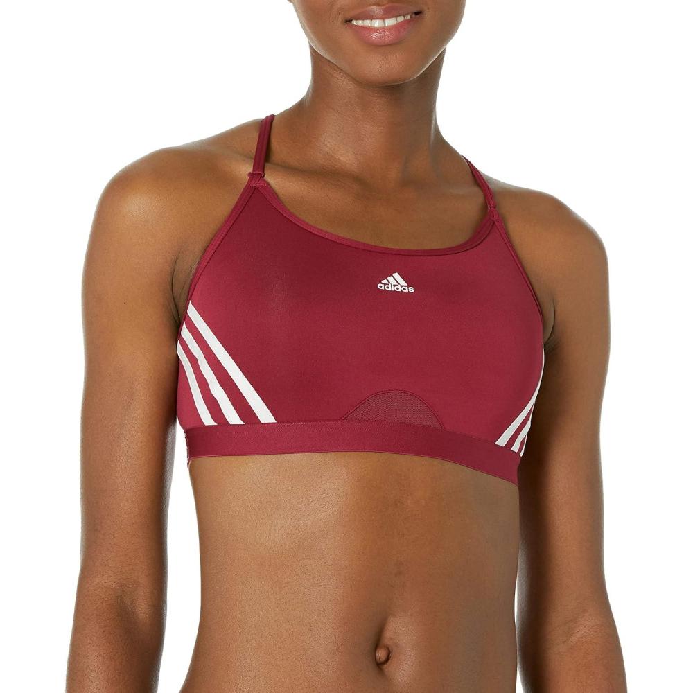 imageadidas Womens Training Light Support 3 Stripe BraLegacy BurgundyWhite
