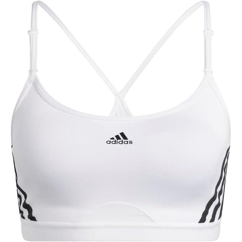 imageadidas Womens Training Light Support 3 Stripe BraWhiteBlack