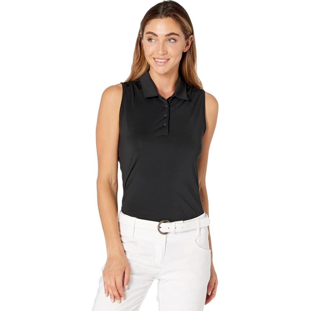 imageadidas Womens Ultimate365 Solid Sleeveless Golf Polo ShirtBlack