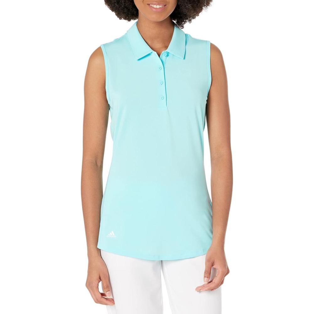 imageadidas Womens Ultimate365 Solid Sleeveless Golf Polo ShirtBliss Blue