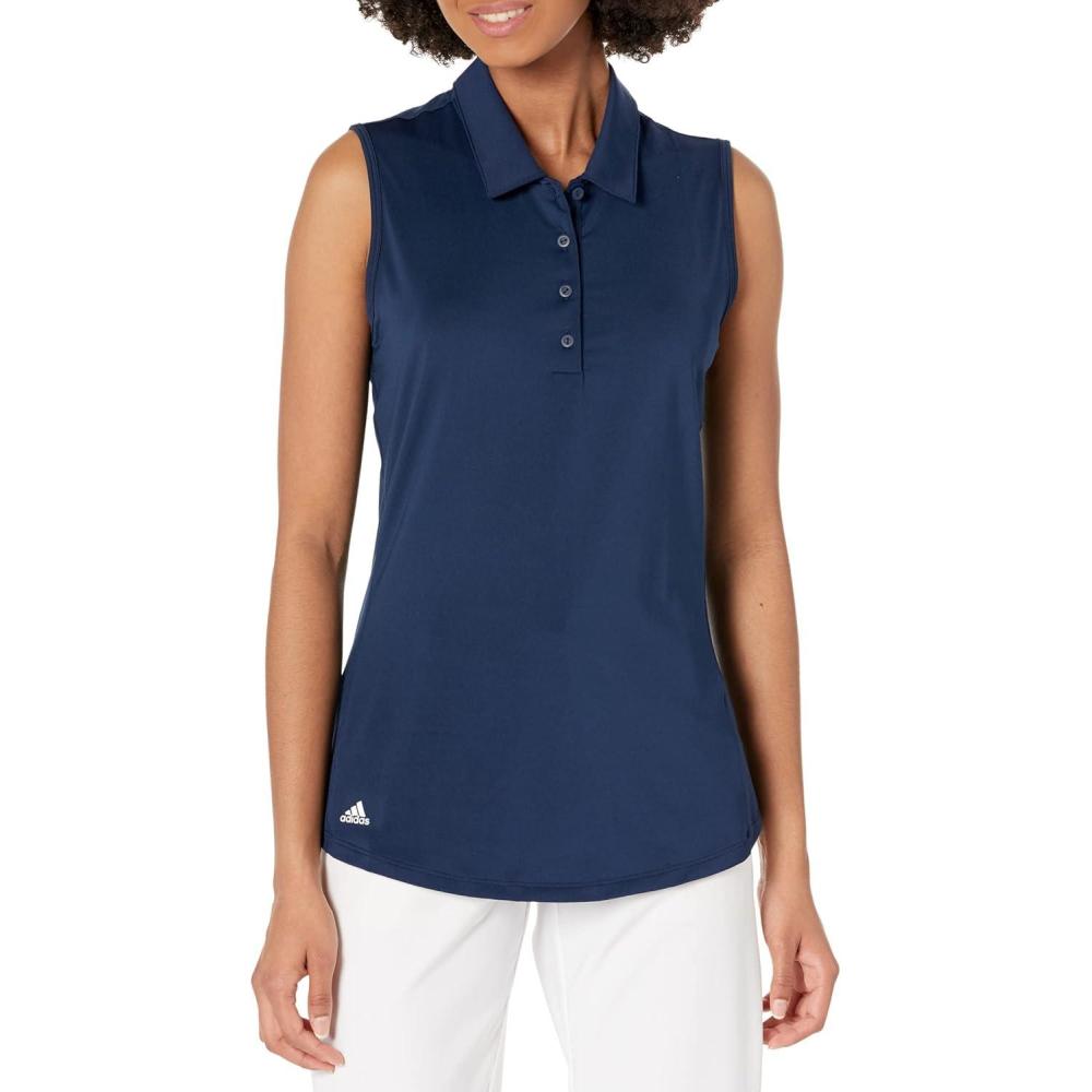 imageadidas Womens Ultimate365 Solid Sleeveless Golf Polo ShirtCollegiate Navy