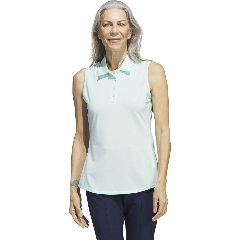 imageadidas Womens Ultimate365 Solid Sleeveless Golf Polo ShirtSemi Flash Aqua
