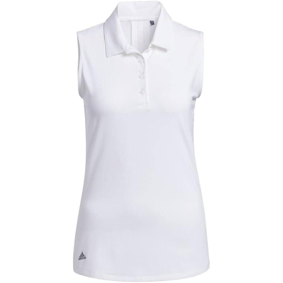 imageadidas Womens Ultimate365 Solid Sleeveless Golf Polo ShirtWhite