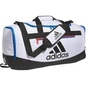 adidas Unisex Adult Defender 4.0 Gym Duffel Bag for Men and Women(Two Tone White-Clear Onix/Bright Royal Blue/Black)