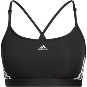 adidas Women’s Training Light Support 3 Stripe Bra(Core Black/White)