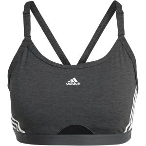 adidas Women’s Training Light Support 3 Stripe Bra(Dark Grey)
