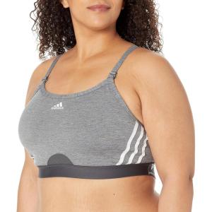 adidas Women’s Training Light Support 3 Stripe Bra(Dark Grey Heather)
