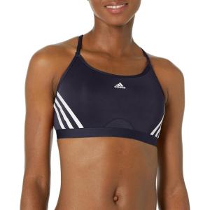 adidas Women’s Training Light Support 3 Stripe Bra(Ink/White)
