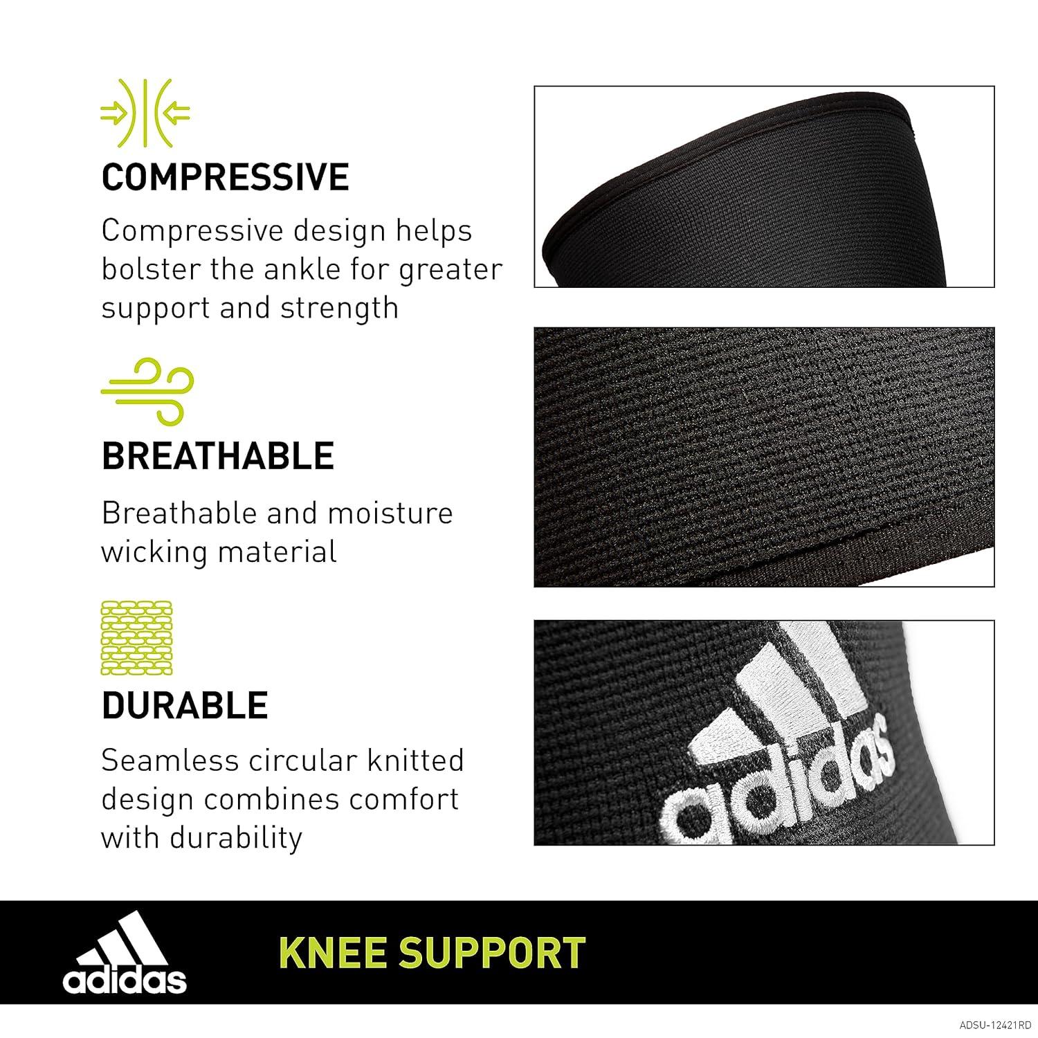 imageadidas Elbow Support Sleeve Seamless and Smooth Elbow Support for Training Competitions and General Fitness Ergonomic Design Nylon Trim Durable ampamp Breathable Black Red Logo Largeadidas Knee Support