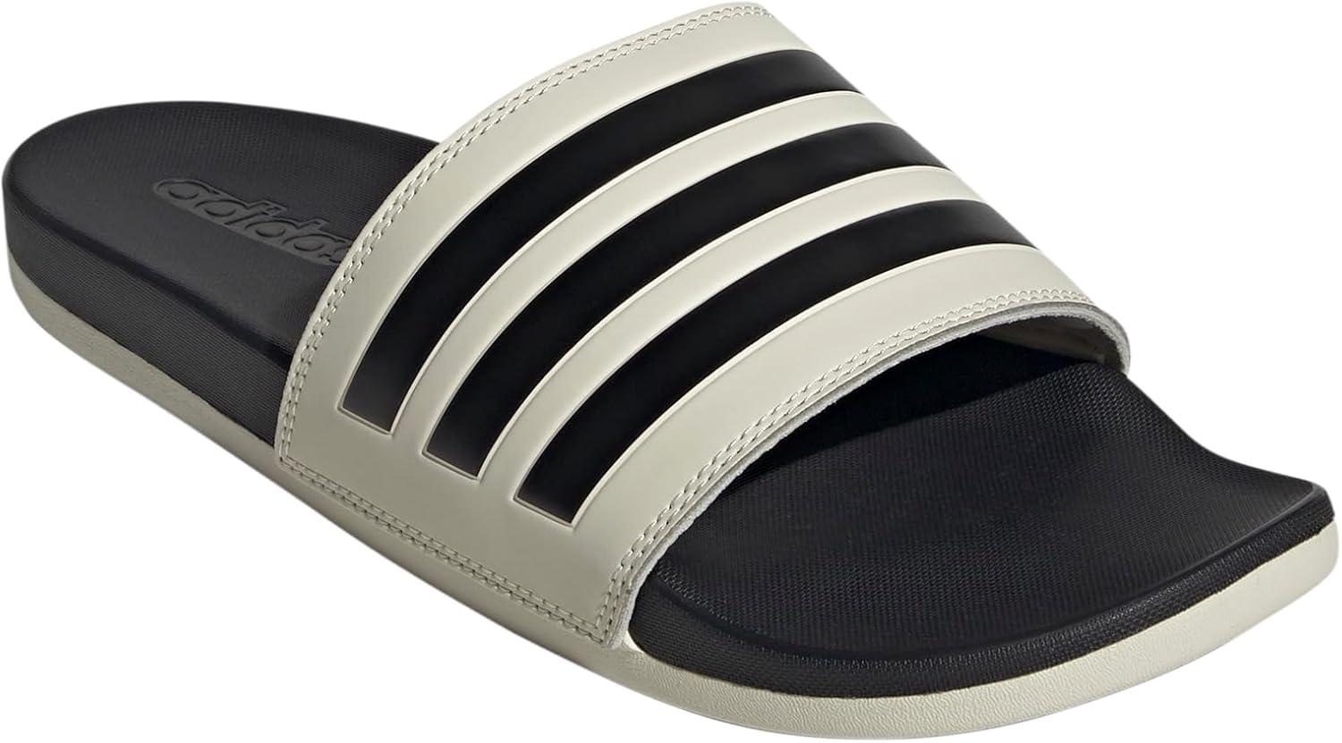 imageadidas Mens Adilette Comfort Slide Casual Sandals Casual WhiteAluminaBlackBlack