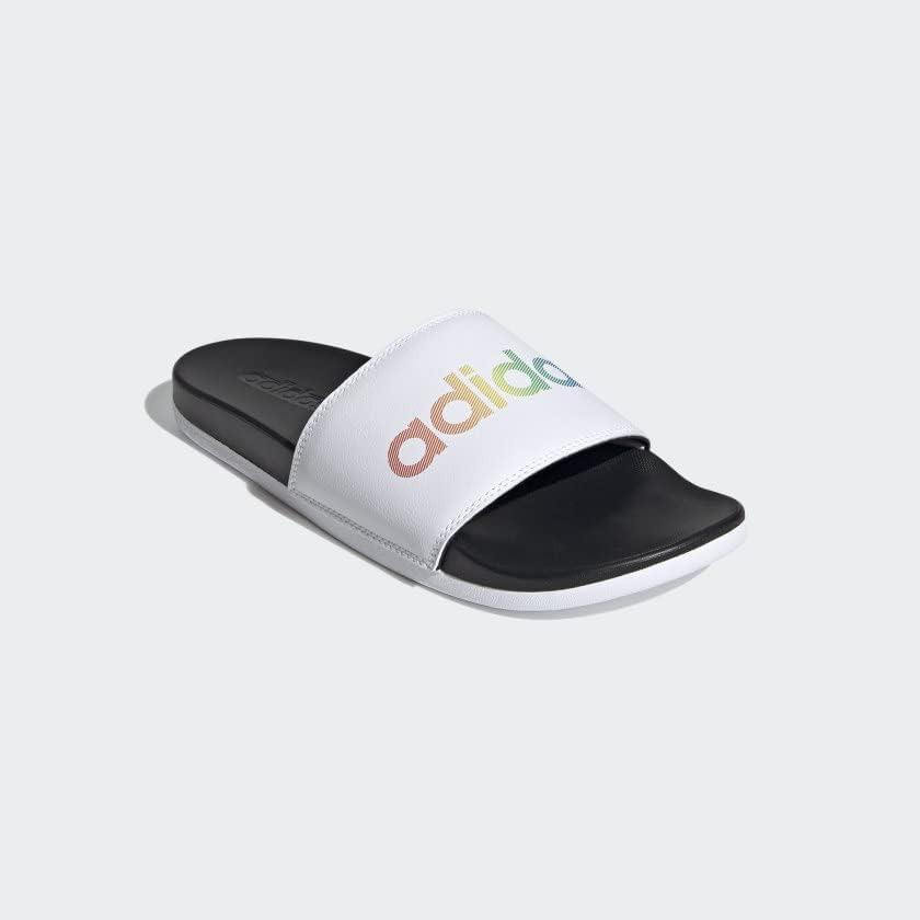 imageadidas Mens Adilette Comfort Slide Casual Sandals Casual WhiteBlackWhiteMulticolor