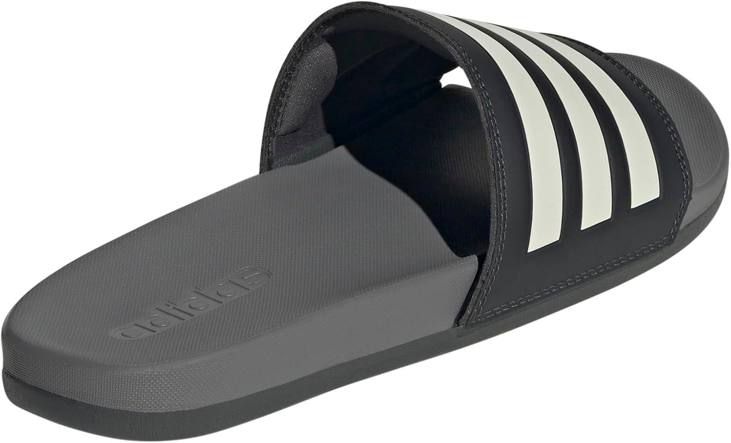 imageadidas Mens Adilette Comfort Slide Casual Sandals Casual WhiteCarbonOrbit GreyGrey