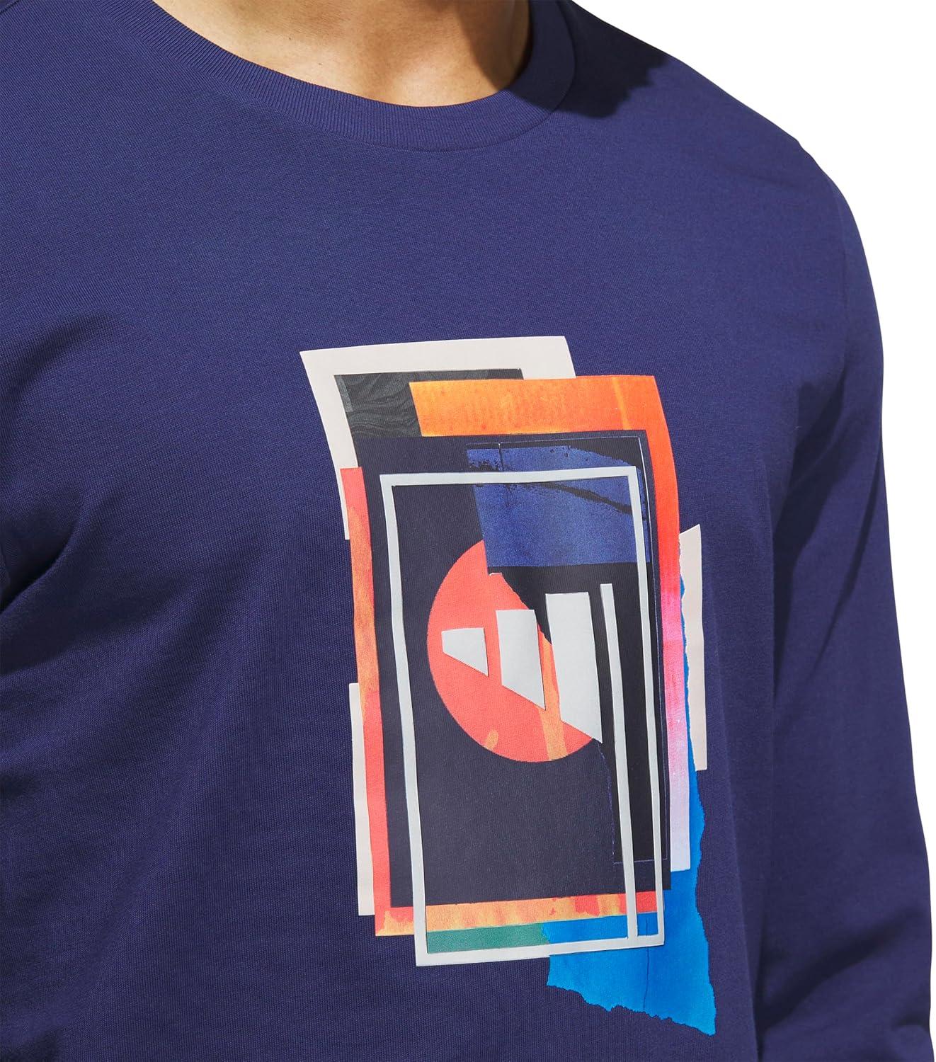 imageadidas Mens Beyond Graphic Long Sleeve TShirtDark Blue