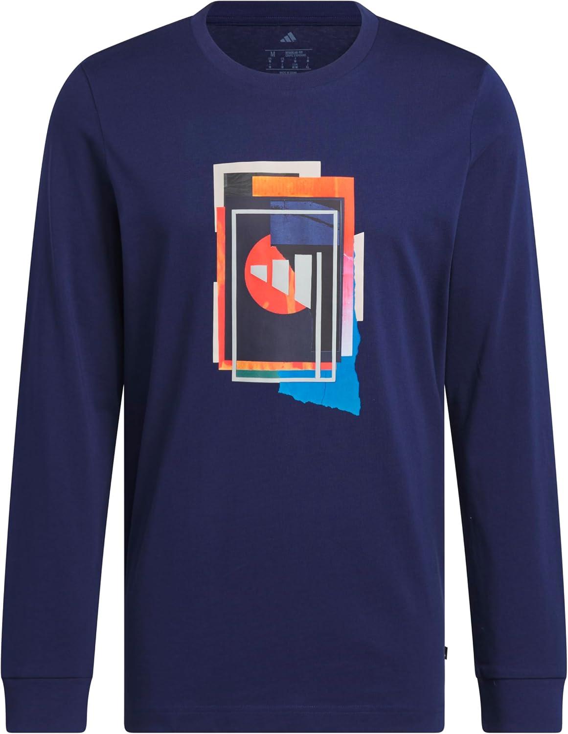 imageadidas Mens Beyond Graphic Long Sleeve TShirtDark Blue