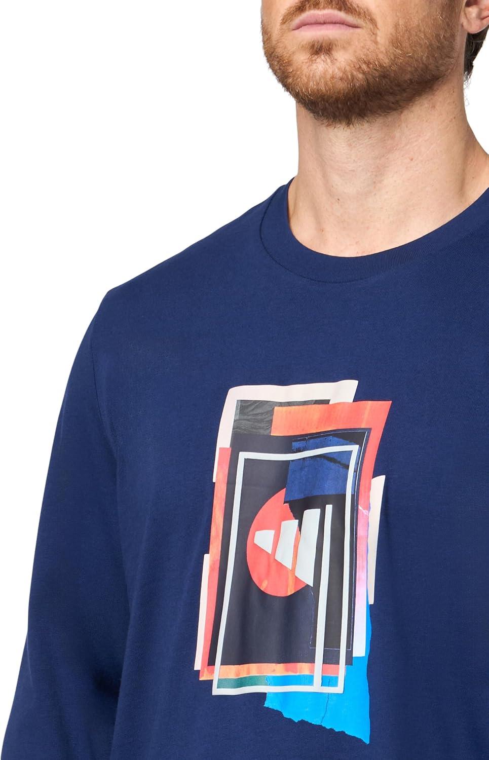 imageadidas Mens Beyond Graphic Long Sleeve TShirtDark Blue
