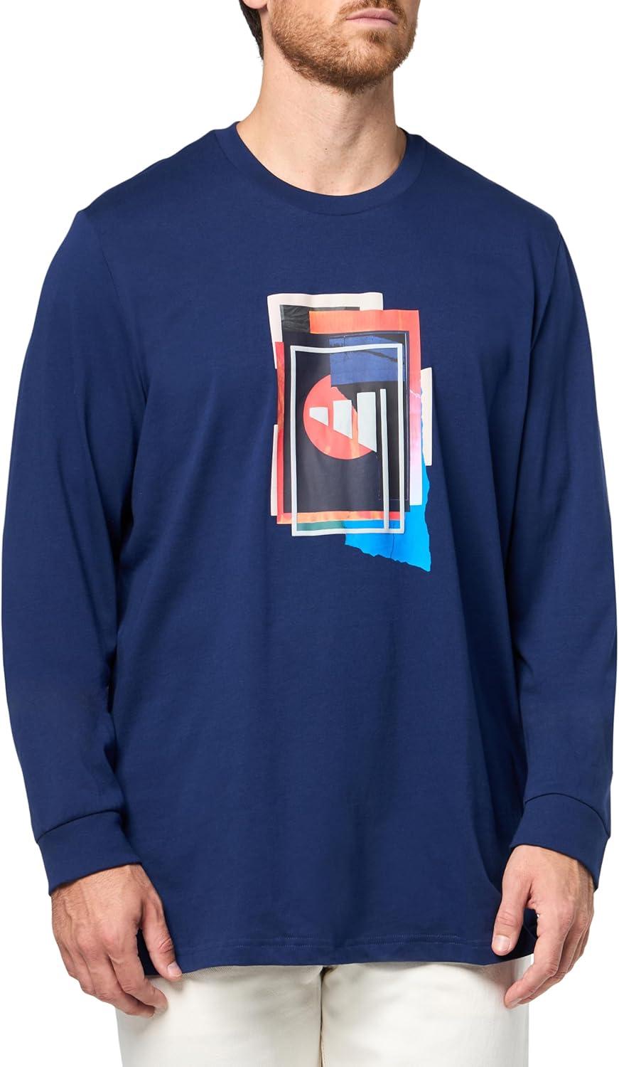 imageadidas Mens Beyond Graphic Long Sleeve TShirtDark Blue