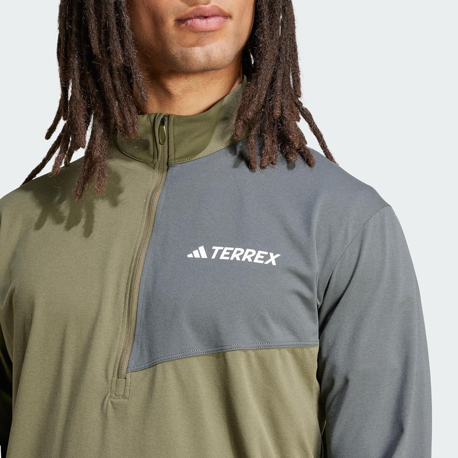 imageadidas Mens Terrex Multi HalfZip Long Sleeve TShirtOlive Strata