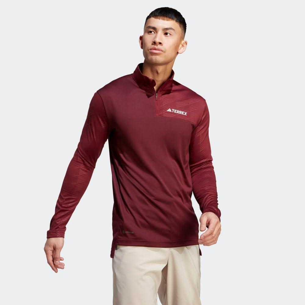 imageadidas Mens Terrex Multi HalfZip Long Sleeve TShirtShadow Red