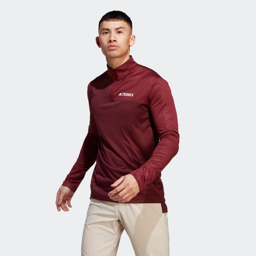 imageadidas Mens Terrex Multi HalfZip Long Sleeve TShirtShadow Red