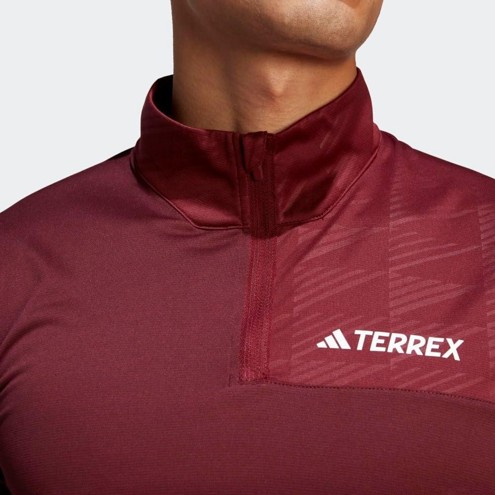 imageadidas Mens Terrex Multi HalfZip Long Sleeve TShirtShadow Red